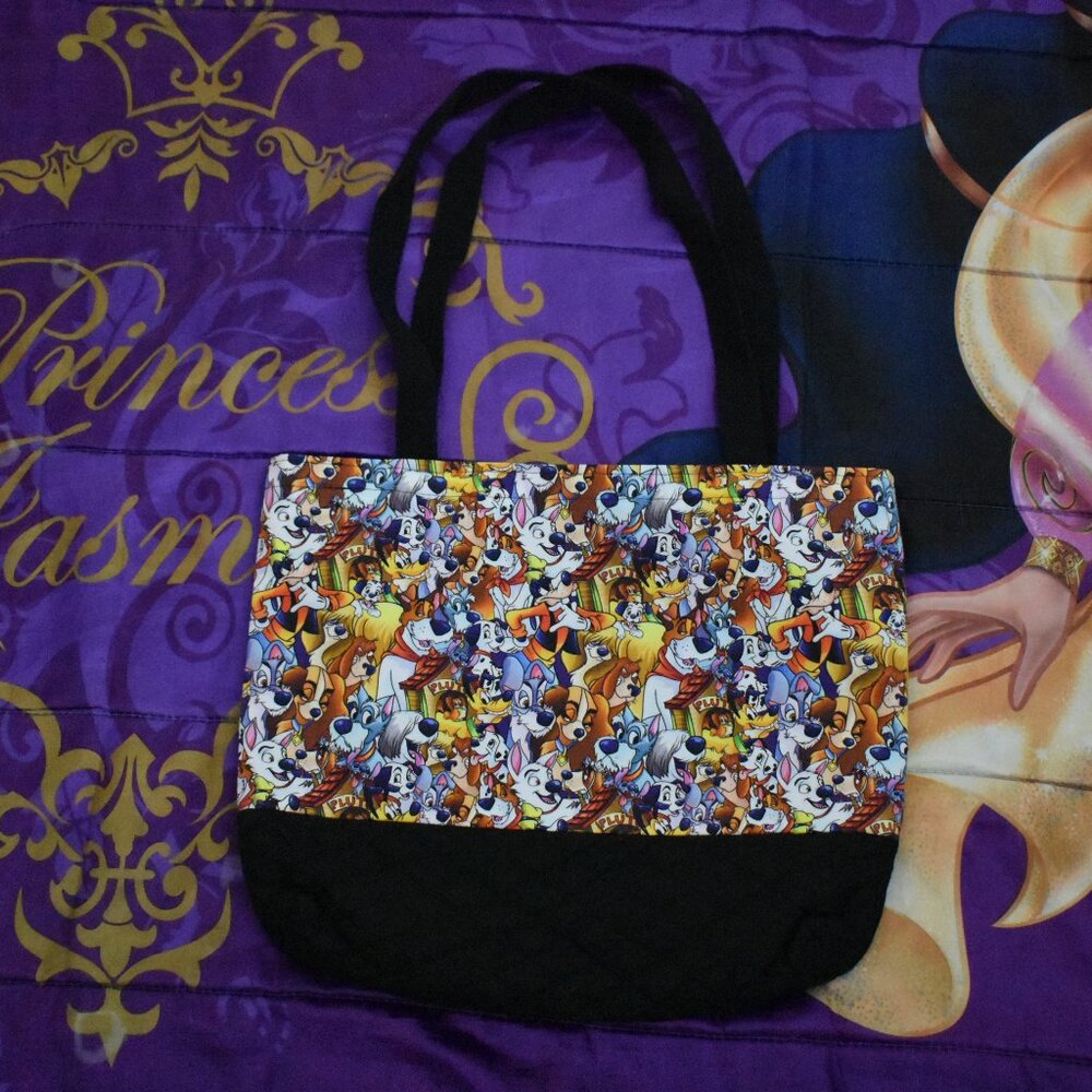 VINTAGE Tote Bag Disney Dogs 101 Dalmatians Goofy Pluto Lady & The Tramp Stitch